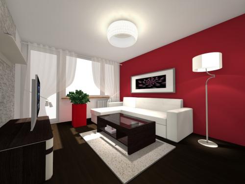 Salon - wizualizacja: wersja 1-2 - mieszkanie 40m2